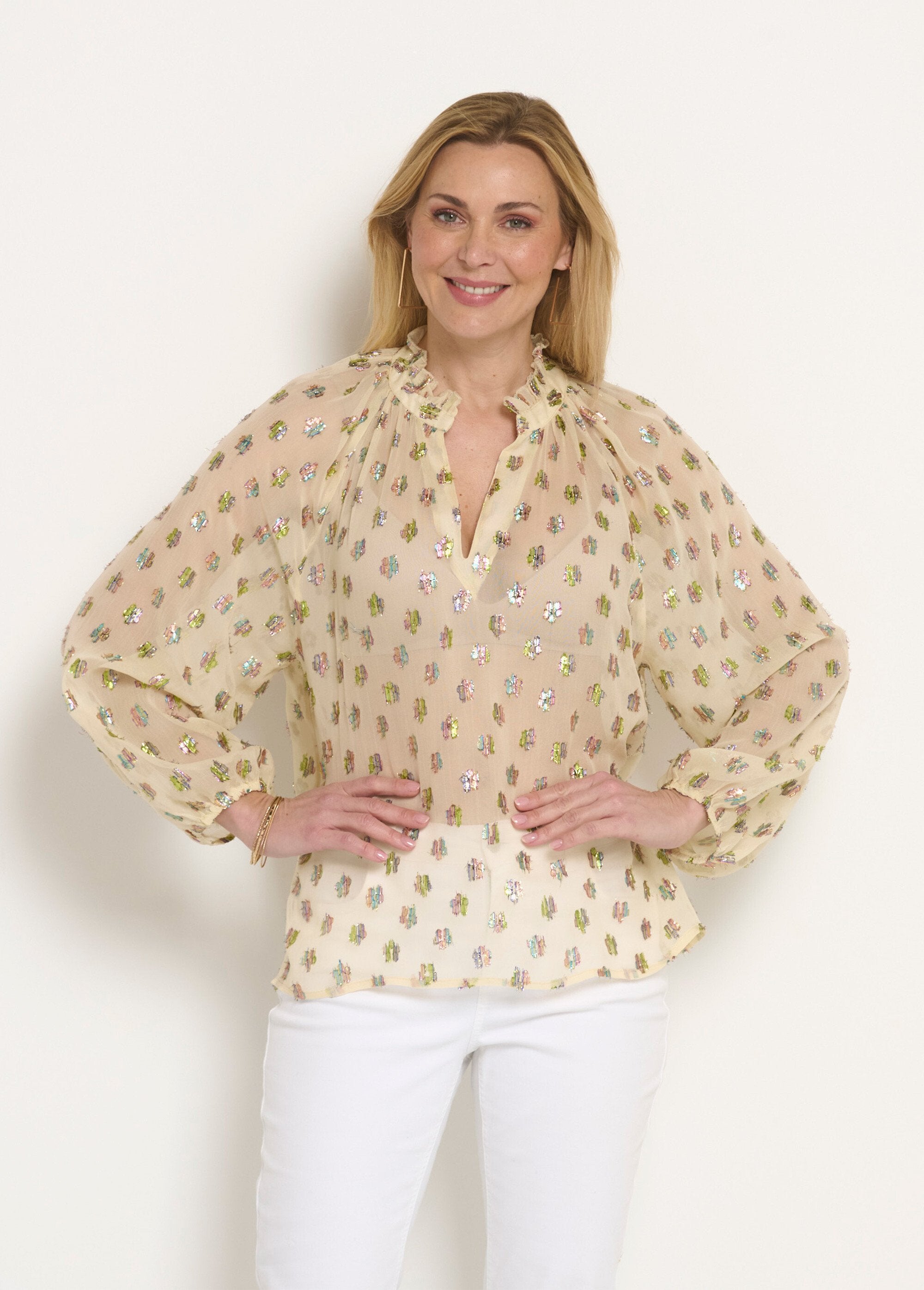 Metallic_patterned_voile_blouse_with_V-neck_Ecru_FA1_slim