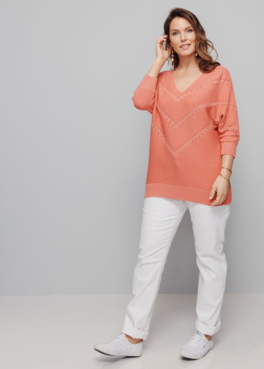 Openwork_fancy_shiny_knit_sweater_Coral_SF1_slim