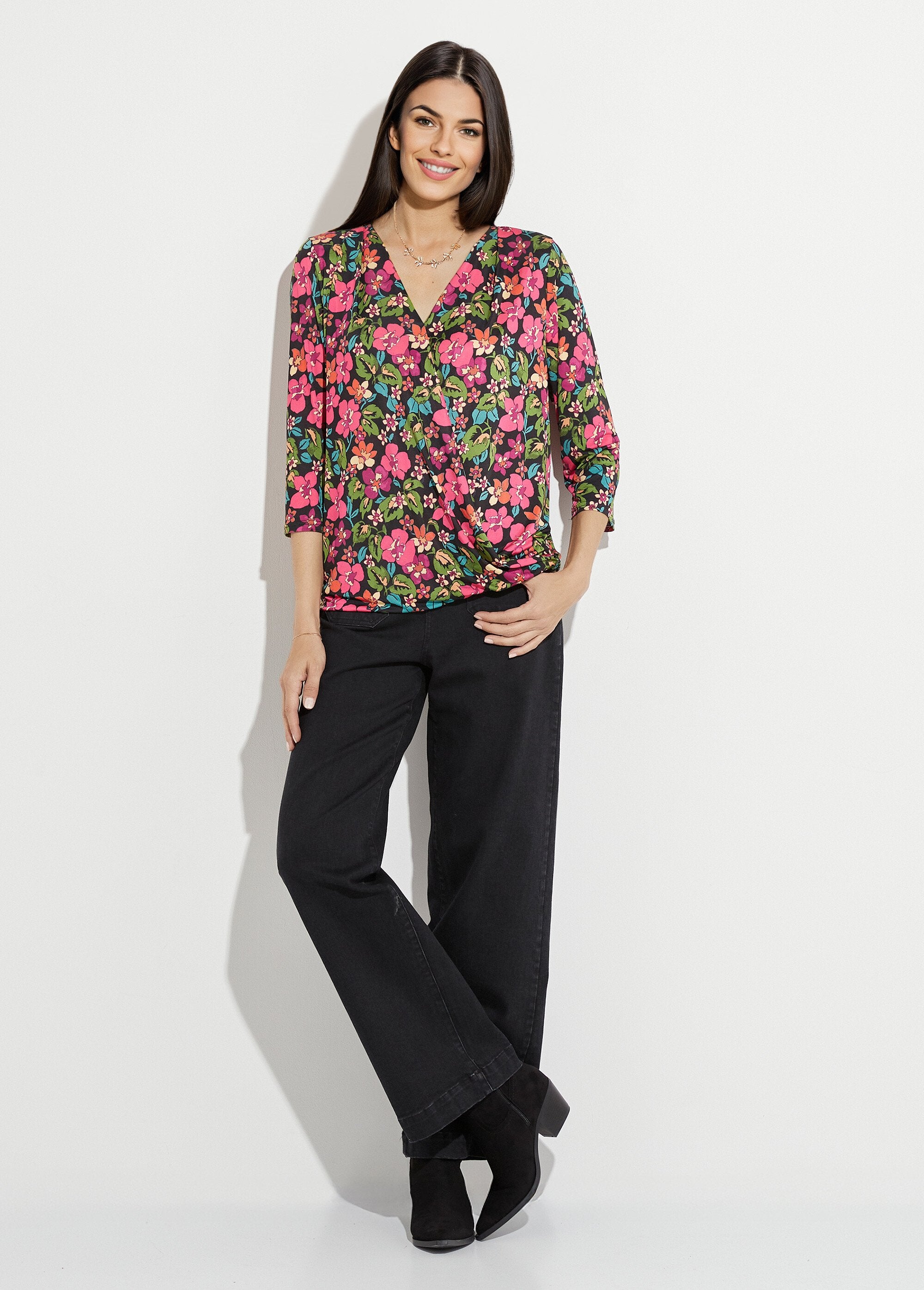 Floral_wrap-around_blouse_T-shirt_Black_and_fuchsia_SF1_slim