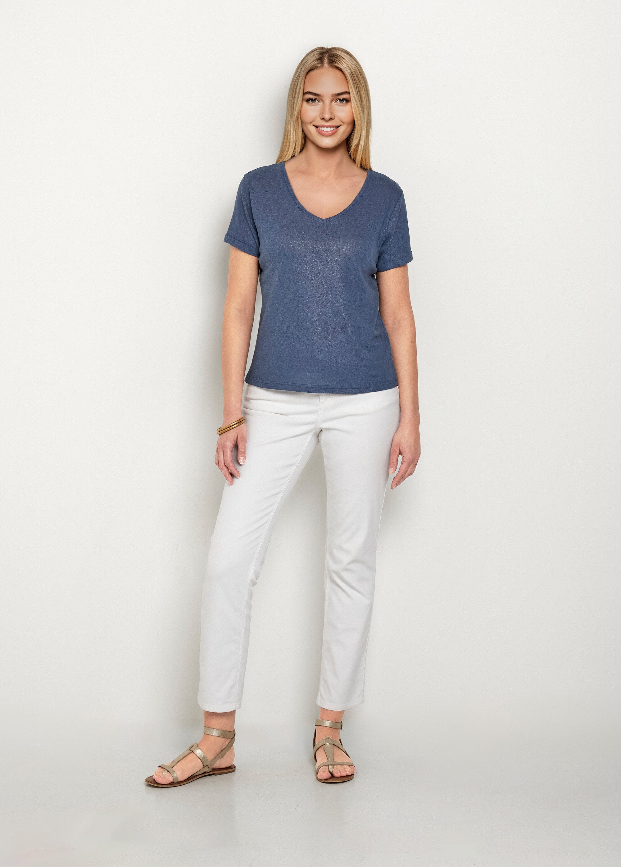 Metallic_mesh_t-shirt,_cotton_linen_Blue_SF1_slim