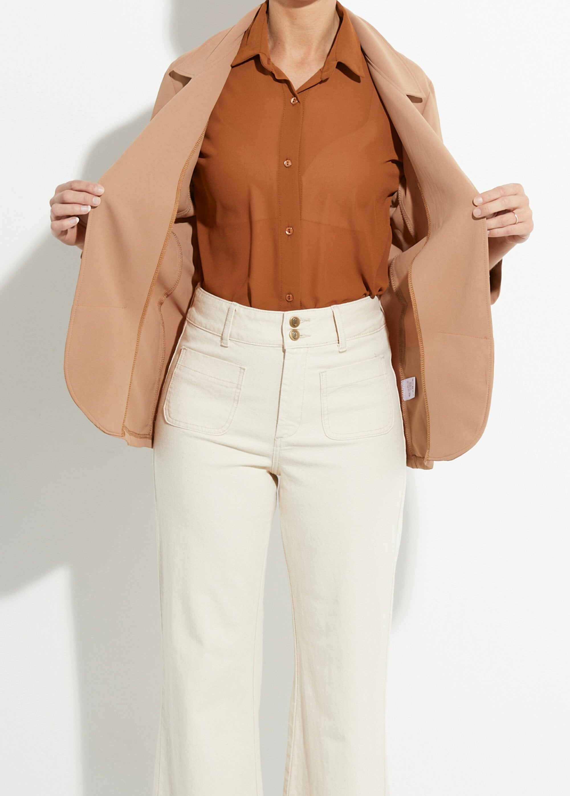 Veste_col_tailleur_manches_3/4_Essentiel_Camel_DE3_slim