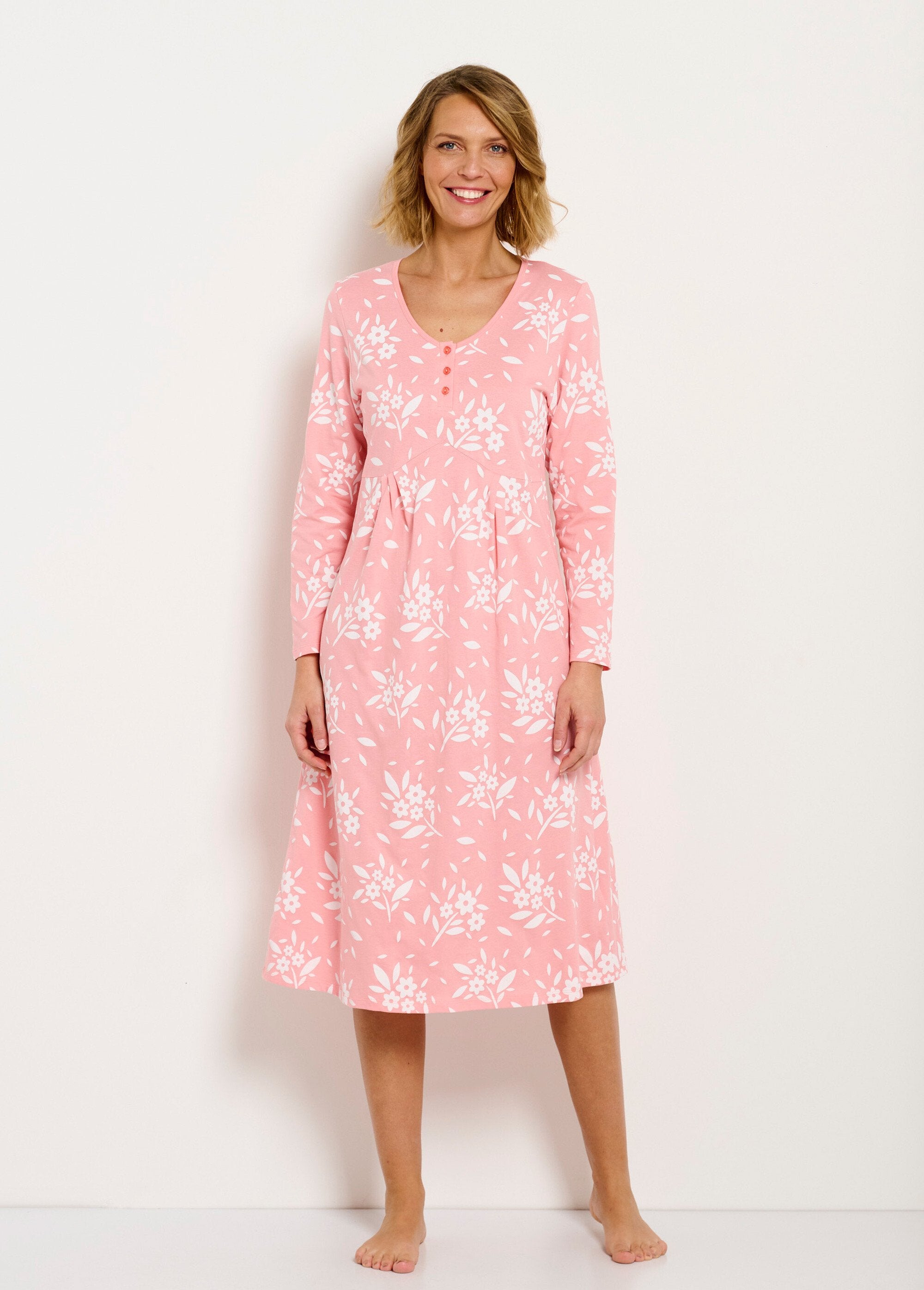 Mid-length_floral_cotton_buttoned_nightdress_Coral_FA1_slim