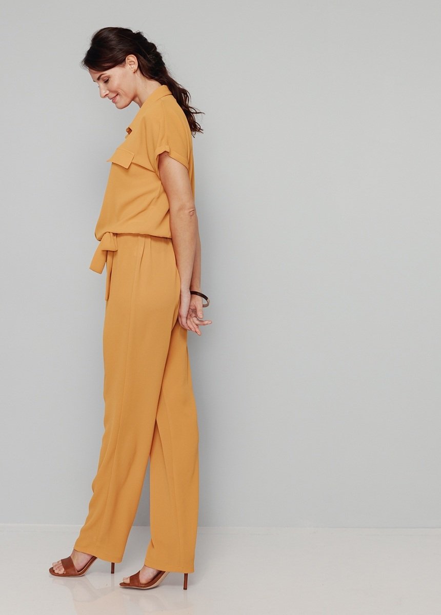 Combi-pantalon_unie_taille_élastiquée_Uni_miel_DR1_slim