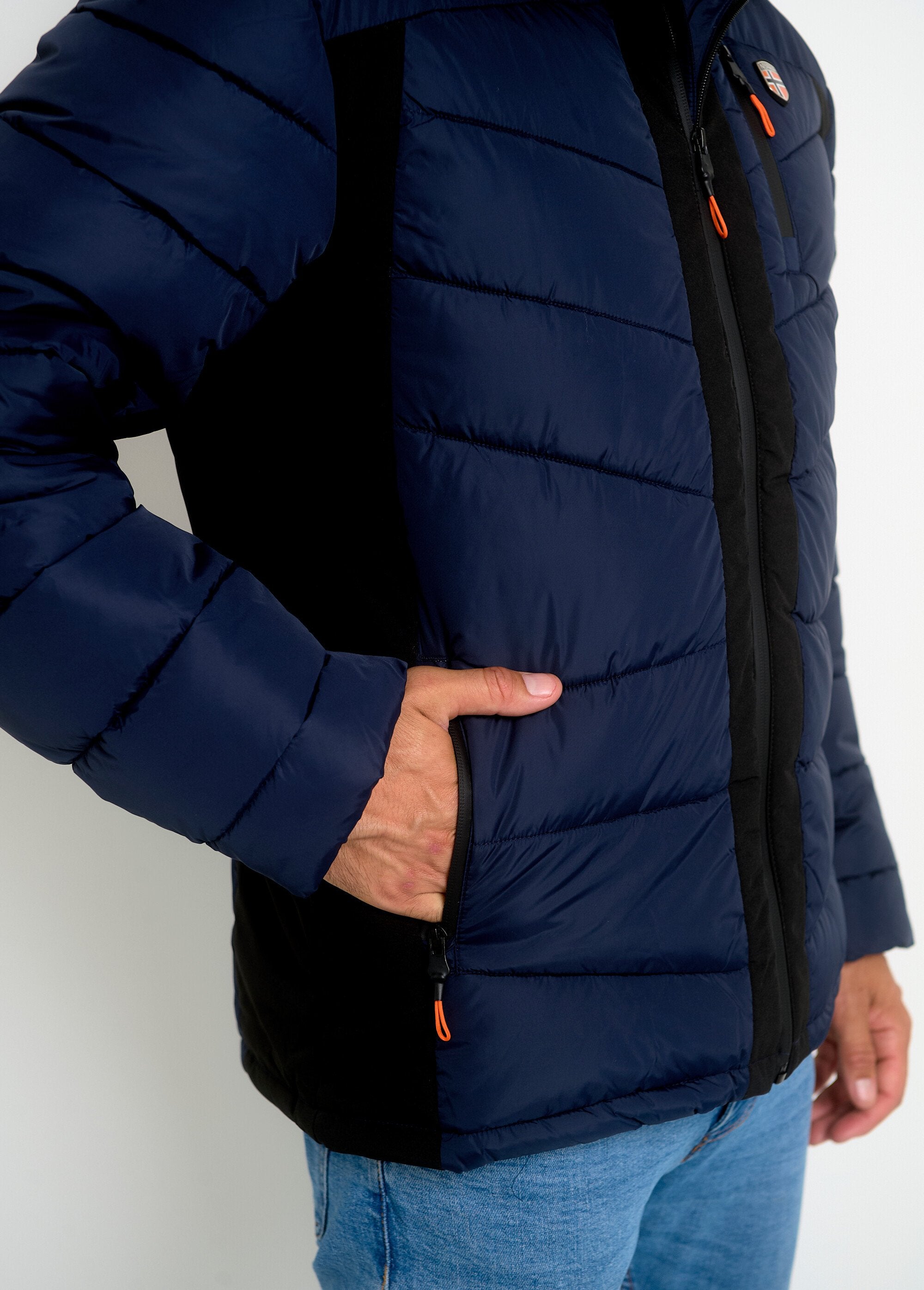 Warm_hooded_down_jacket_with_fluorescent_details_Marine_DR1_slim