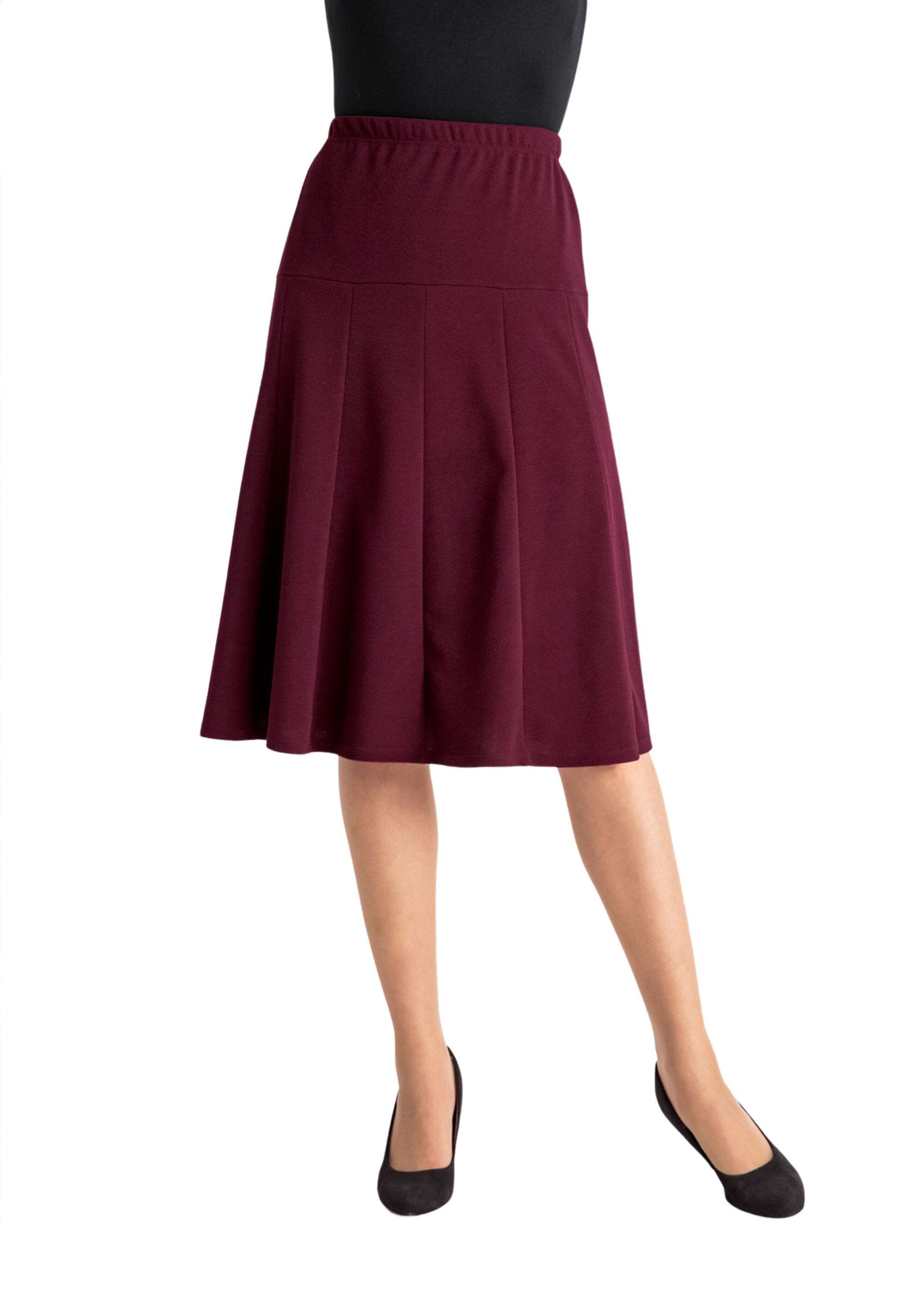 Plain_mid-length_flared_skirt_with_elasticated_waist_Bordeaux_FA1_slim