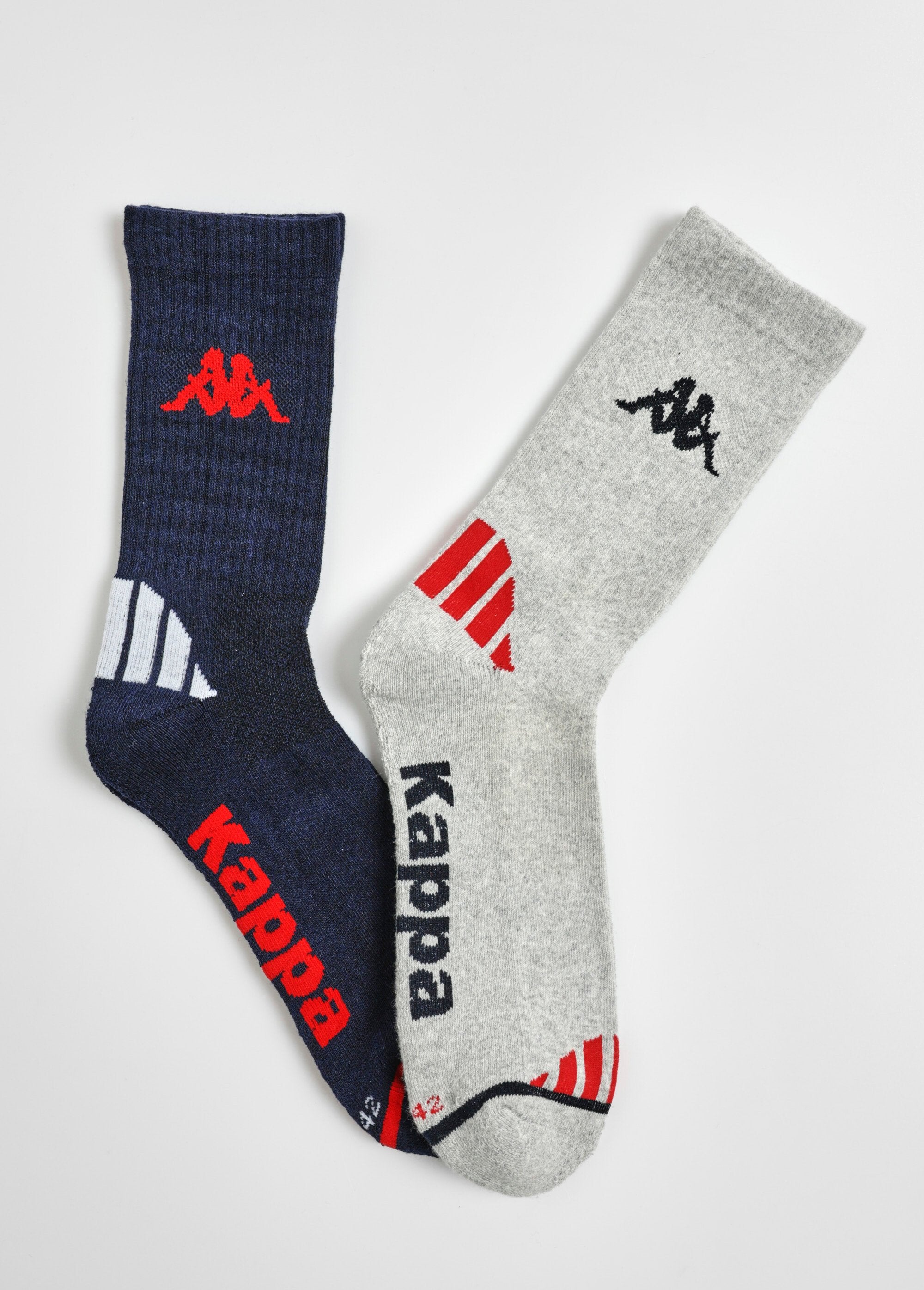 Pack_of_2_recycled_cotton_socks,_dark_Blue_and_gray_FA1_slim