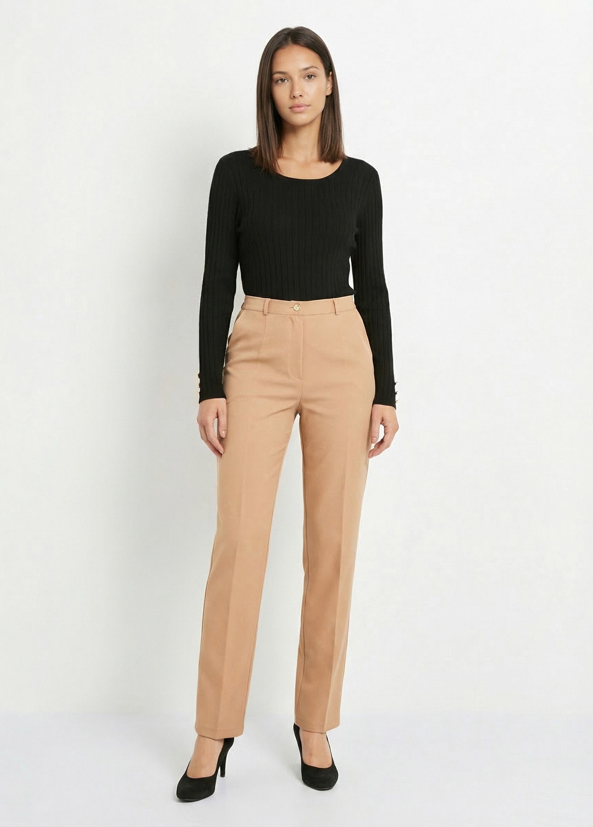 Plain_straight-leg_pants_with_semi-elasticated_waistband_Beige_SF1_slim
