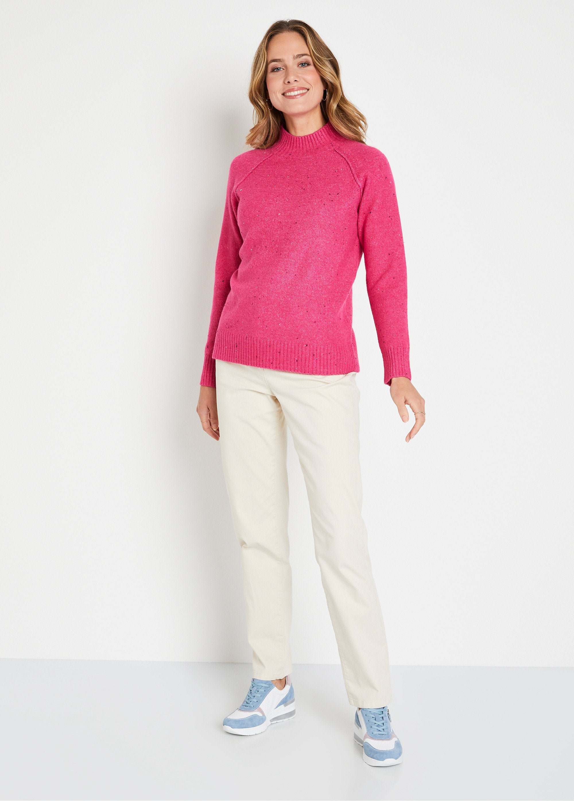 Warm_raglan_sweater_with_speckled_stand-up_collar_Fuchsia_SF1_slim