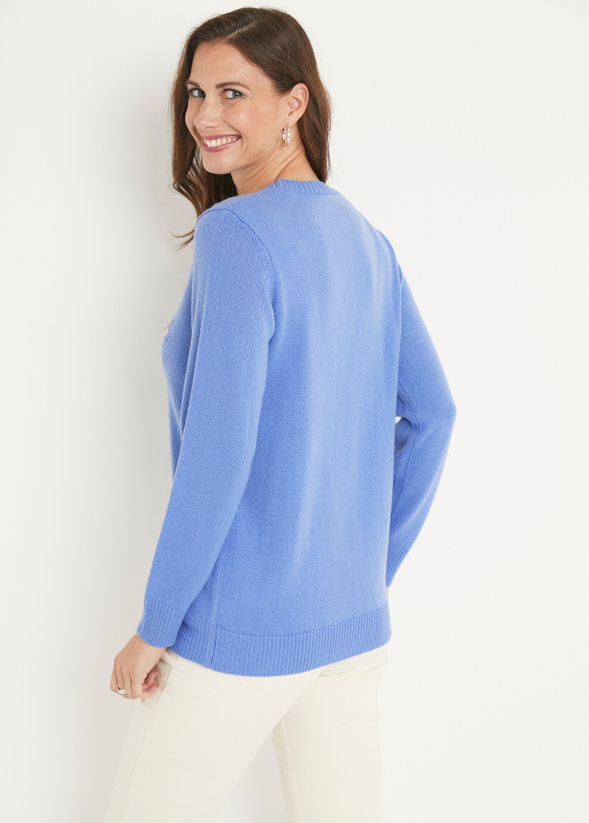 Soft_plain_embroidered_openwork_round_neck_sweater_Blue_DO1_slim