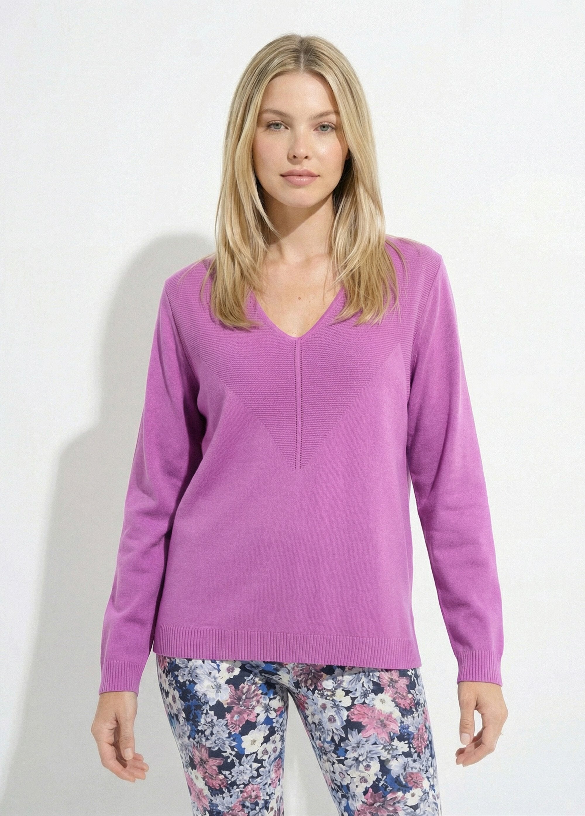 Pull_fin_col_V_manches_longues_Magenta_FA1_slim