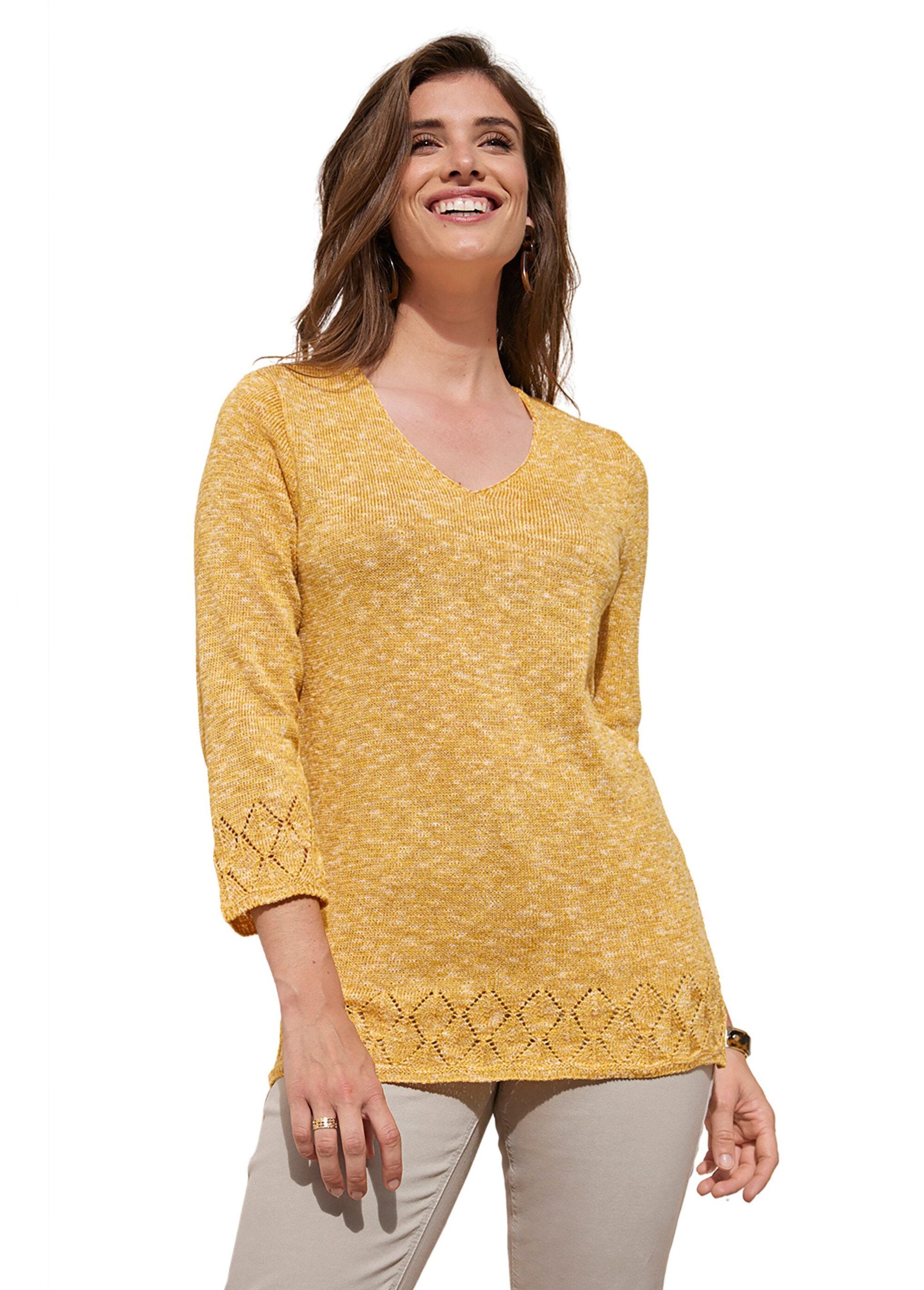Heathered_knit_sweater_with_3/4_sleeves_Honey_FA1_slim