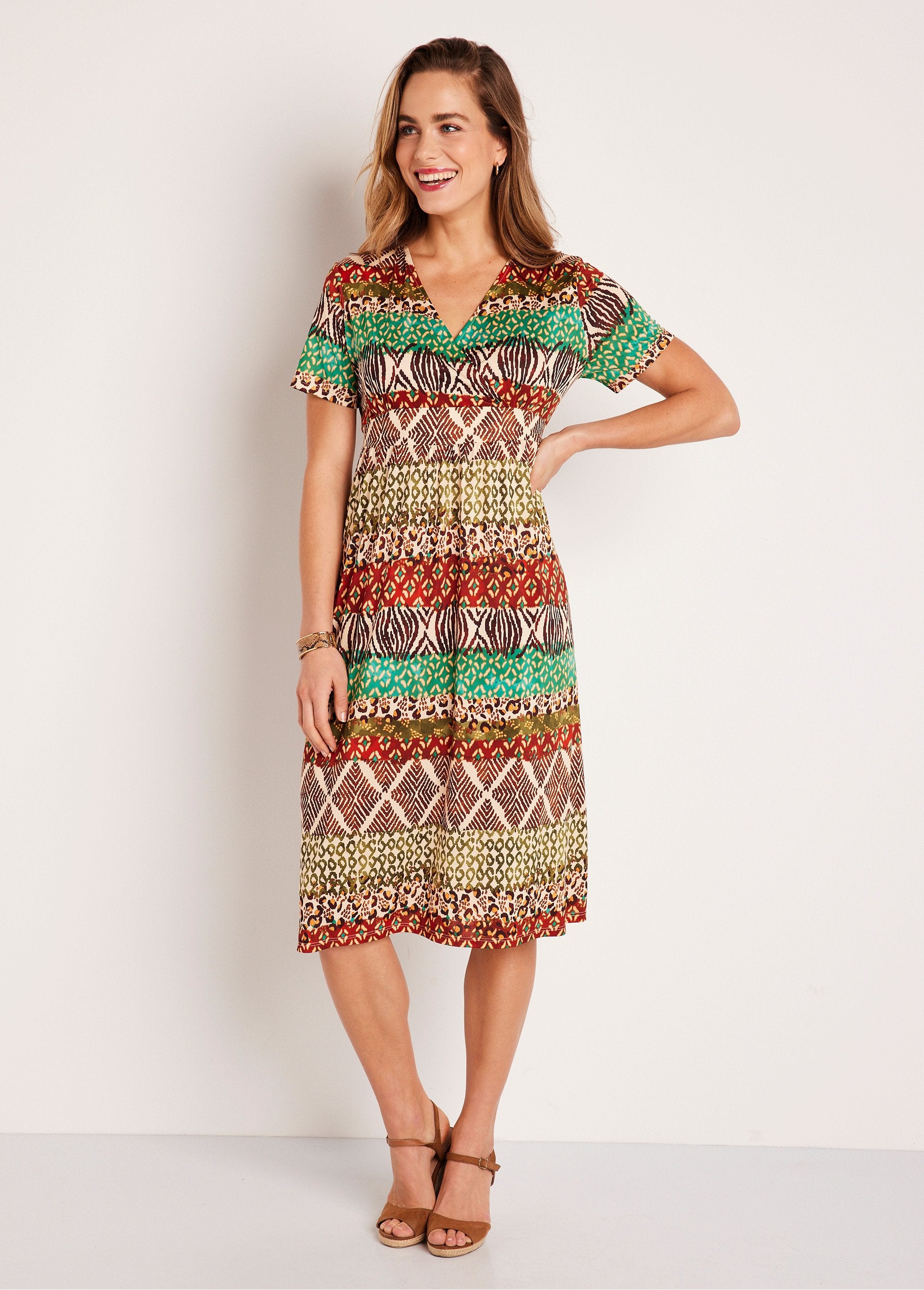 Short_flared_wrap_dress_Brown_and_green_FA1_slim