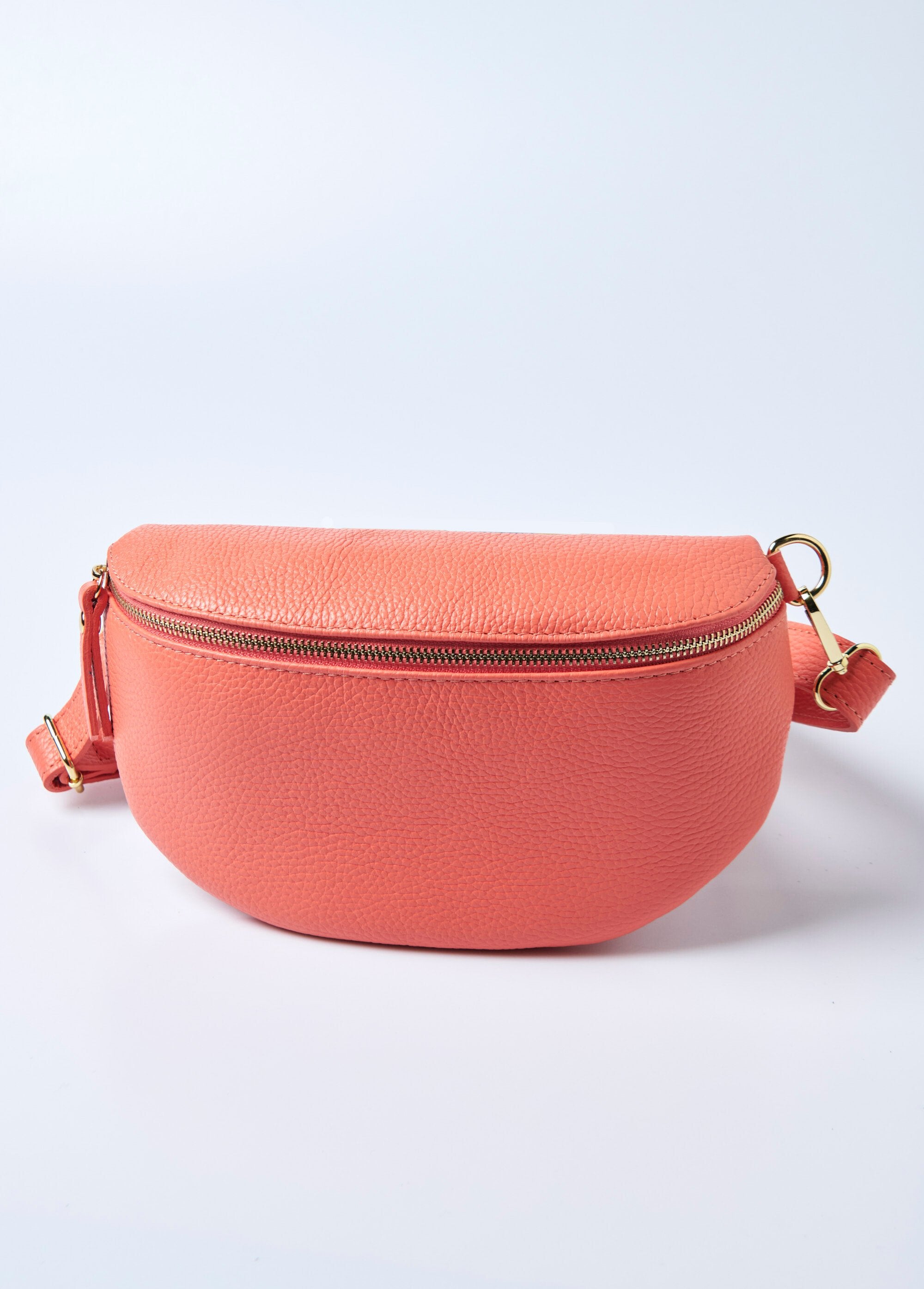 Leather_zipped_fanny_pack_with_shoulder_strap_Coral_orange_DE1_slim