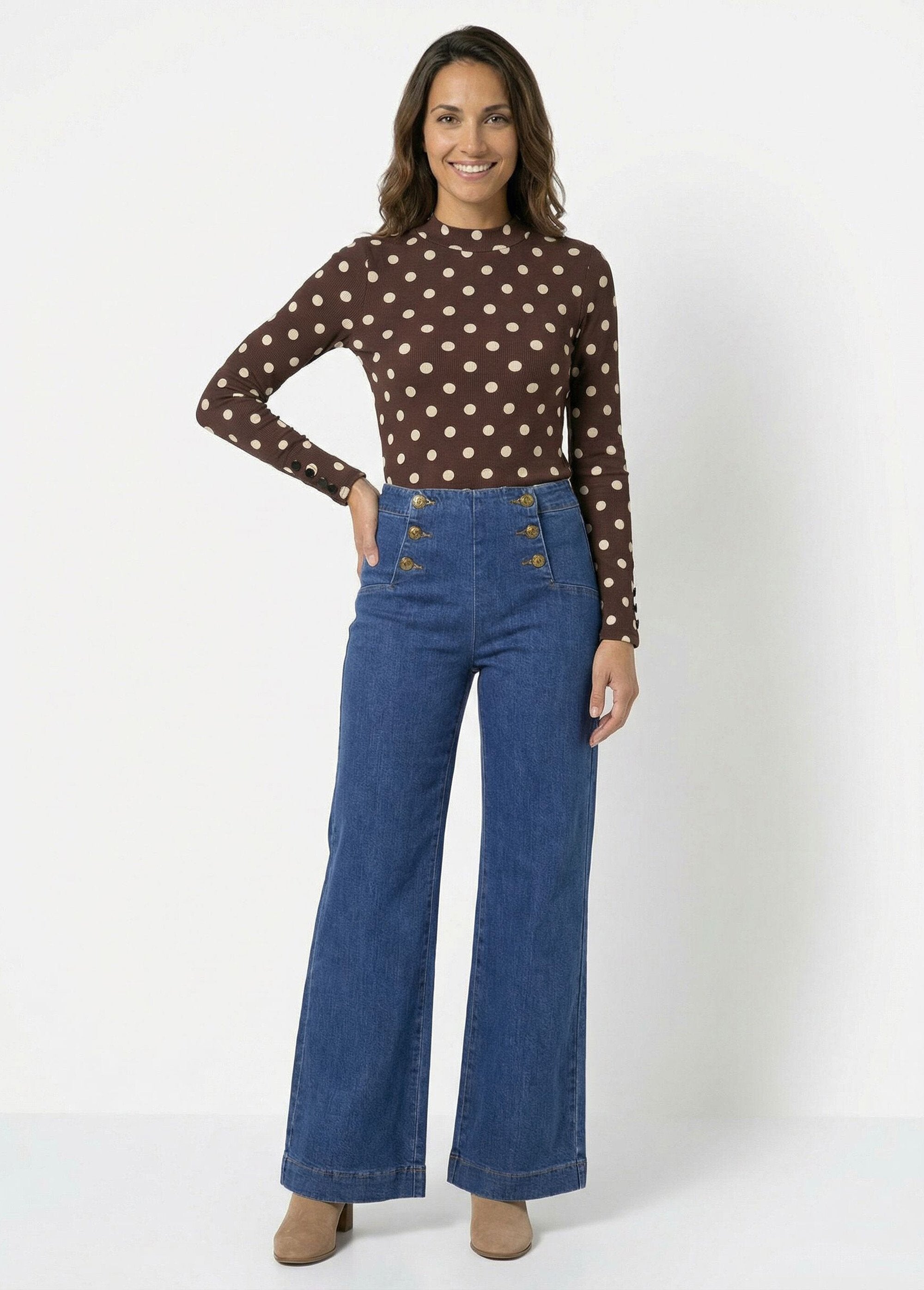 Ribbed_polka_dot_T-shirt_with_a_high_neck_Chocolate_SF1_slim