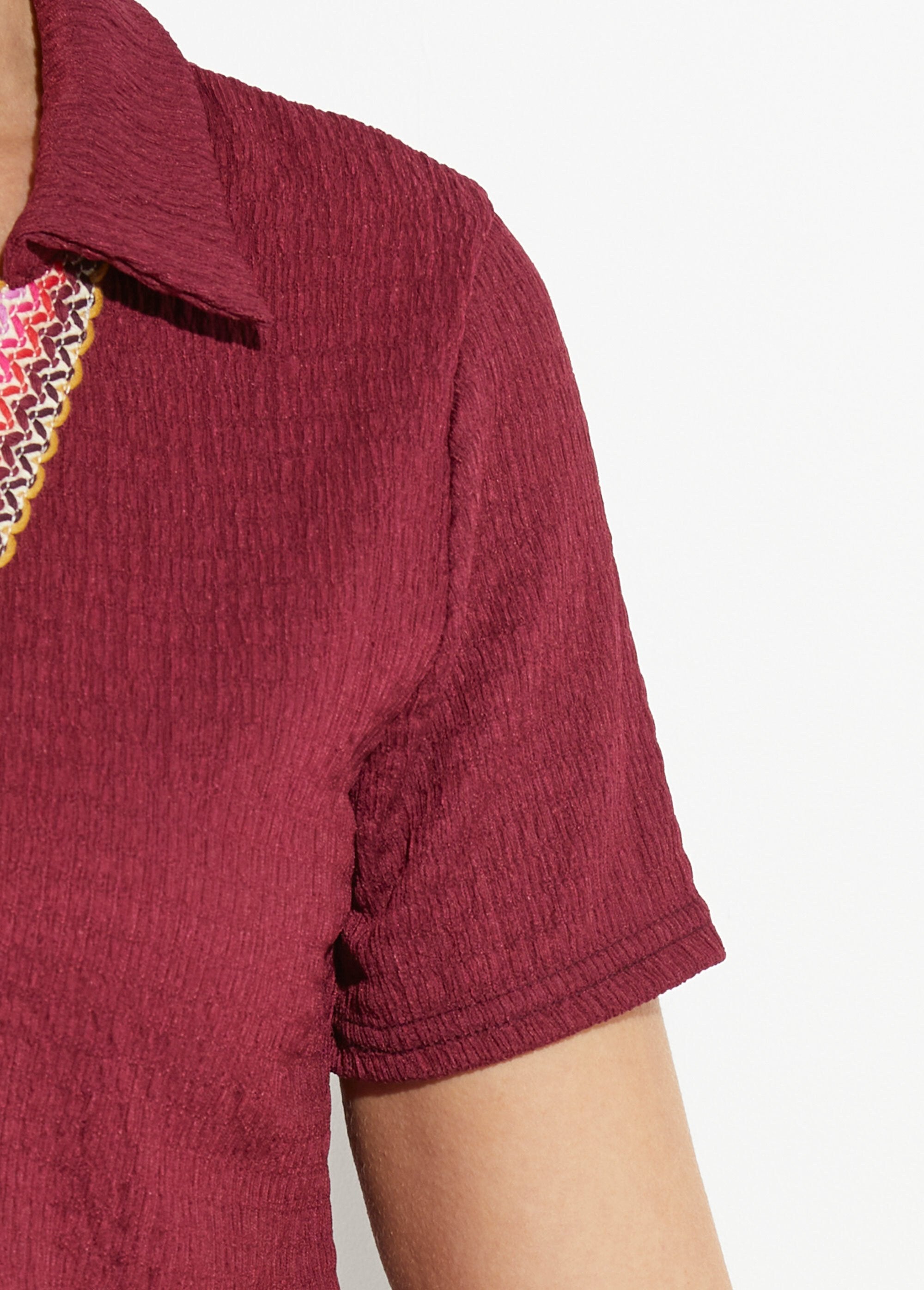 fancy_V-neck_waffle_tunic_Bordeaux_DE2_slim