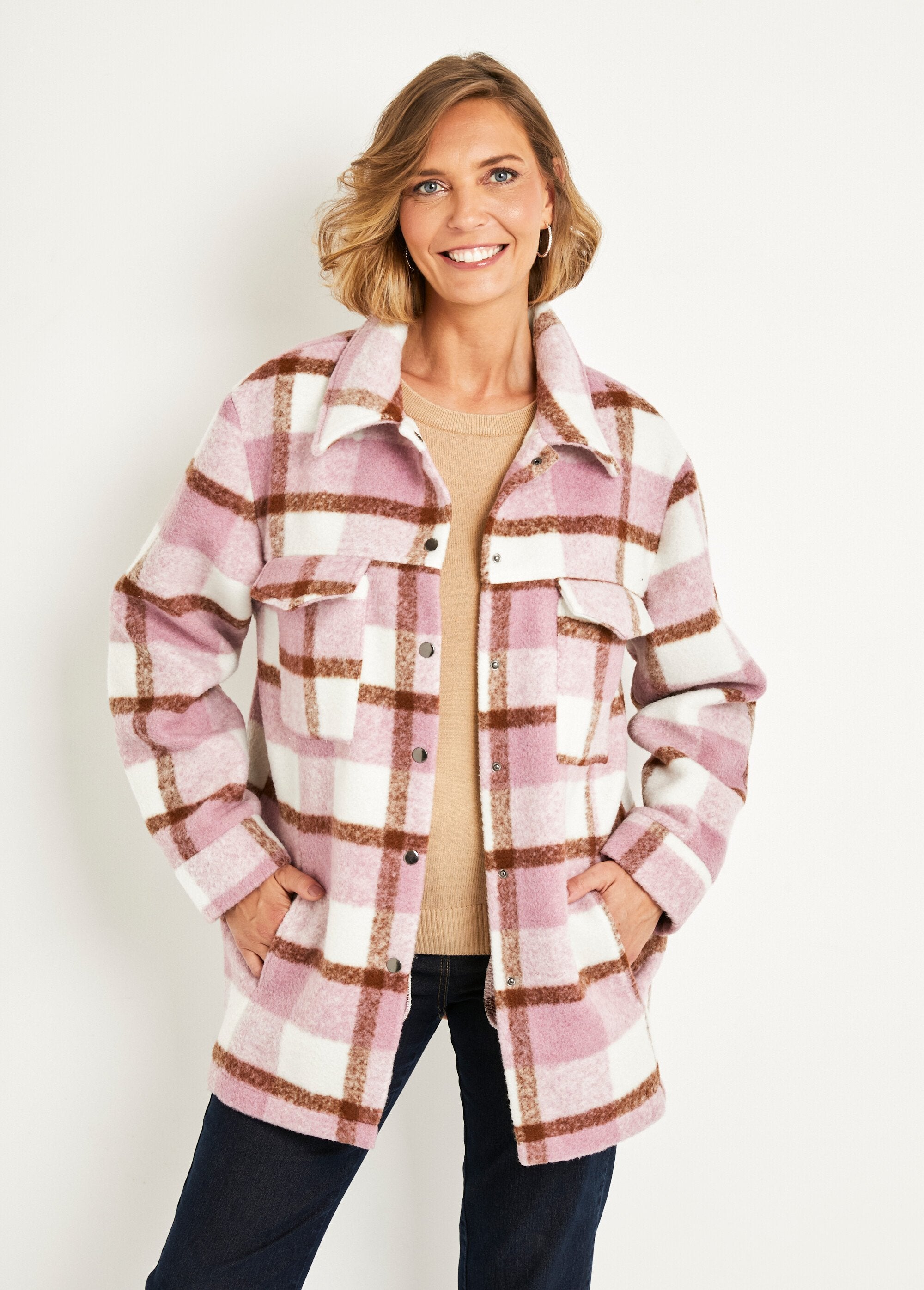 Warm_plaid_overshirt_jacket_Camel_and_lilac_FA1_slim